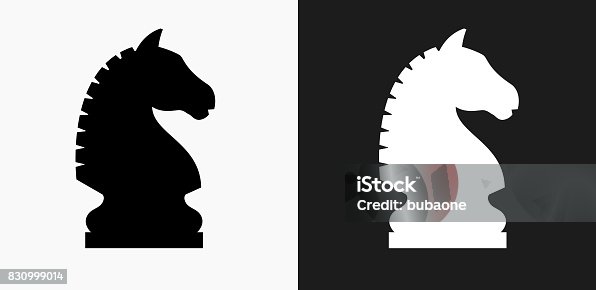istock Chess Knight Icon on Black and White Vector Backgrounds 830999014