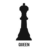 Chess piece Queen on white and black. Vector EPS illustration.