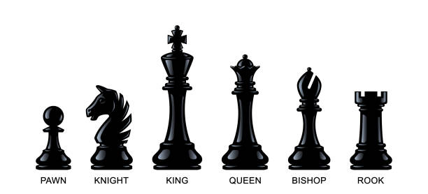 Chess pieces isolated on a white background. Vector illustration, eps 10 Chess pieces isolated on a white background. Vector illustration, eps 10. Board game chess silhouettes stock illustrations