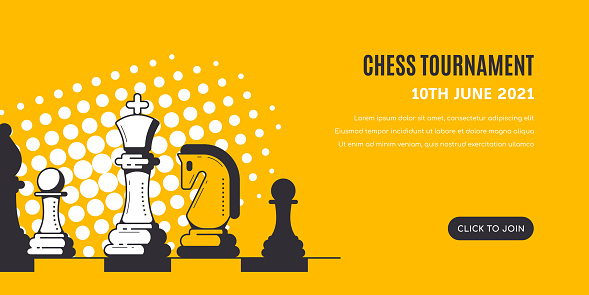 Chess Tournament Banner Template, Flat Vector Illustration