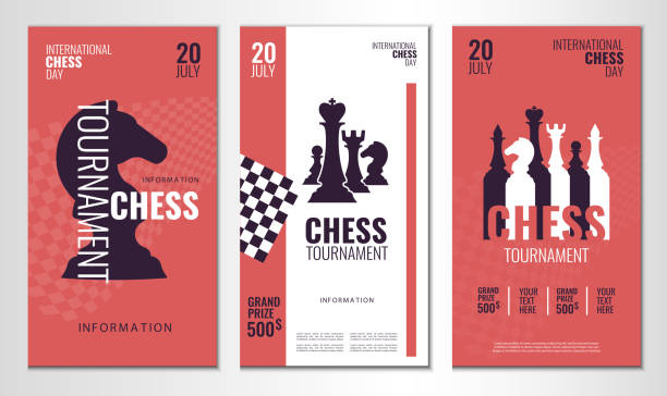 Chess tournament Vector illustration about chess tournament, match, game. Use as advertising, invitation, banner, poster chess silhouettes stock illustrations