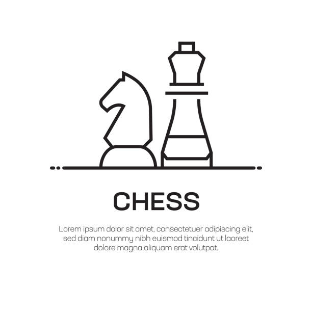 stockillustraties, clipart, cartoons en iconen met schaken vector lijn icoon-eenvoudige dunne lijn icoon, premium kwaliteit design element - schaken