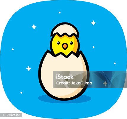 istock Chick in Egg Doodle 1306569363
