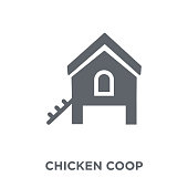 Chicken coop icon. Chicken coop design concept from Agriculture, Farming and Gardening collection. Simple element vector illustration on white background.