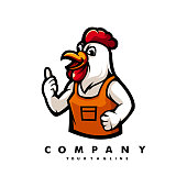 Chicken cartoon logo for restaurant and farm