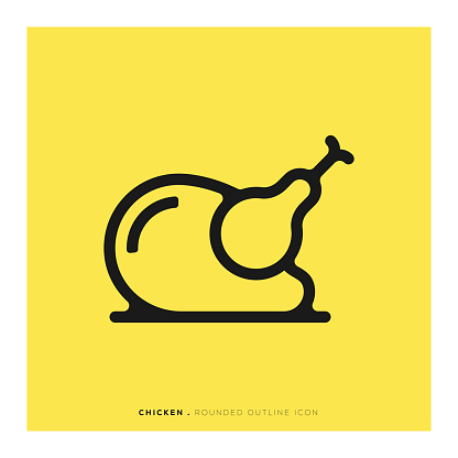 Chicken Rounded Line Icon vector
