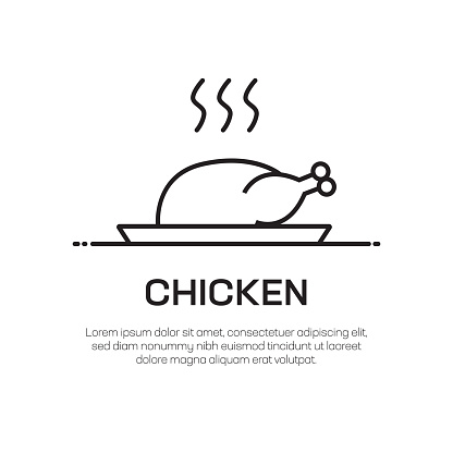 Chicken Vector Line Icon - Simple Thin Line Icon, Premium Quality Design Element vector