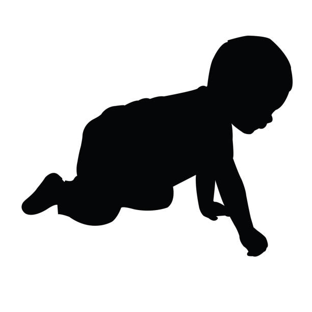 A child body silhouette vector A child body silhouette vector crawling stock illustrations