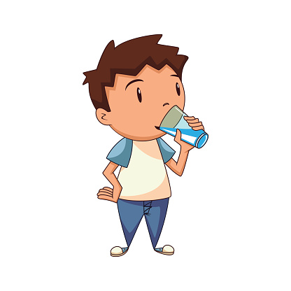 Ilustración de Niño Bebiendo Agua y más Vectores Libres de Derechos de