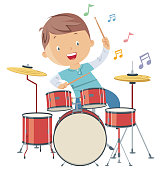 Vector Child playing drums