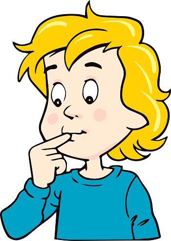 Child pointing to mouth. Illustration from naming face and body parts