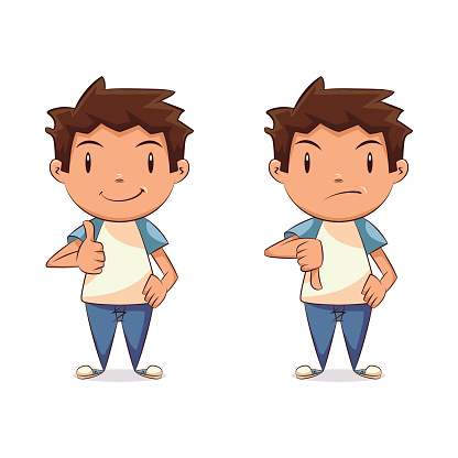 Child Thumbs Up Thumbs Down Stock Illustration Download Image