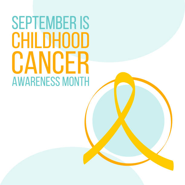 Childhood cancer awareness month concept. Banner with gold ribbon awareness and text. Vector illustration. Childhood cancer awareness month concept. Banner with gold ribbon awareness and text. Vector illustration. childhood stock illustrations