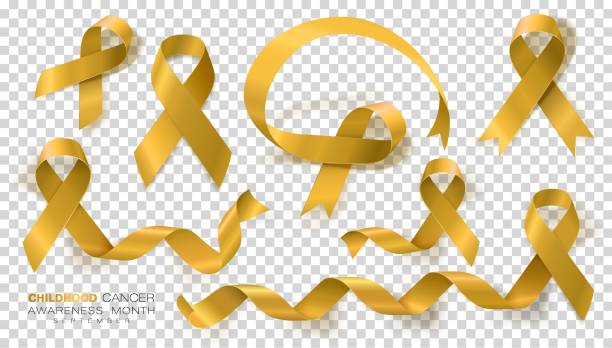 Childhood Cancer Awareness Month. Gold Color Ribbon Isolated On Transparent Background. Vector Design Template For Poster. Childhood Cancer Awareness Month. Gold Color Ribbon Isolated On Transparent Background. Vector Design Template For Poster. Illustration. yellow stock illustrations