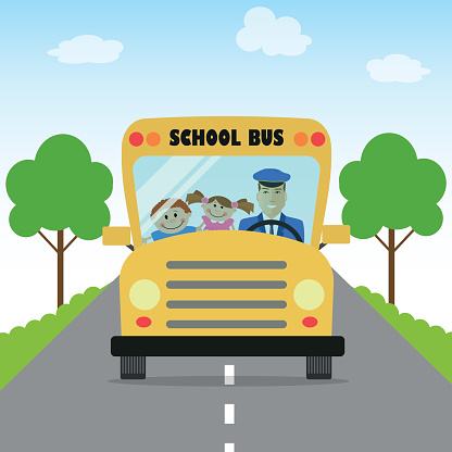 Children go to school by school bus