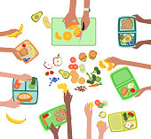 istock Children hands making healthy lunch for kids school lunchbox 1330645872