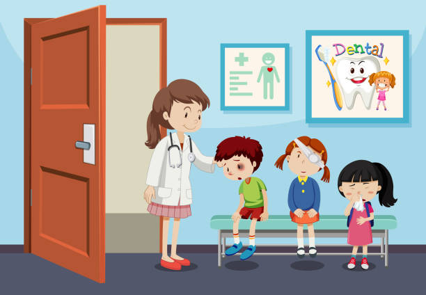 Children injury in hospital illustration