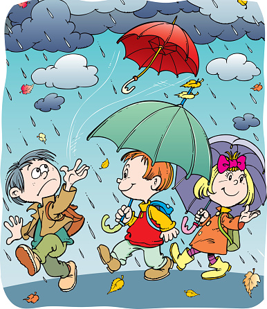 Children on a rainy day