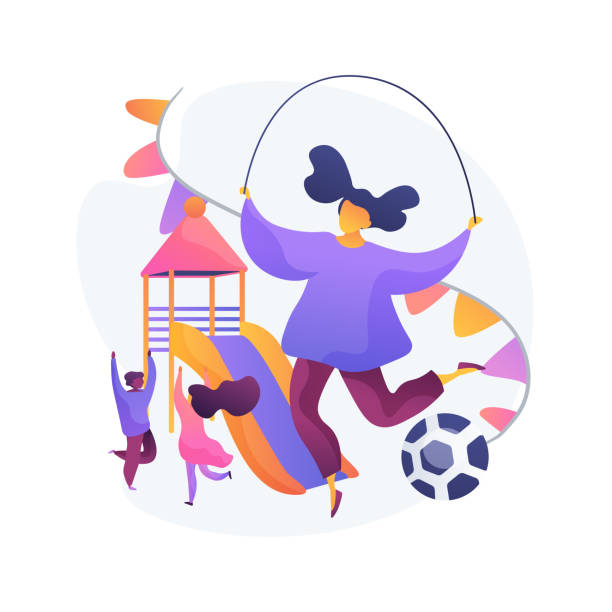 ilustrações de stock, clip art, desenhos animados e ícones de children on playground vector concept metaphor - amigos jogo futebol