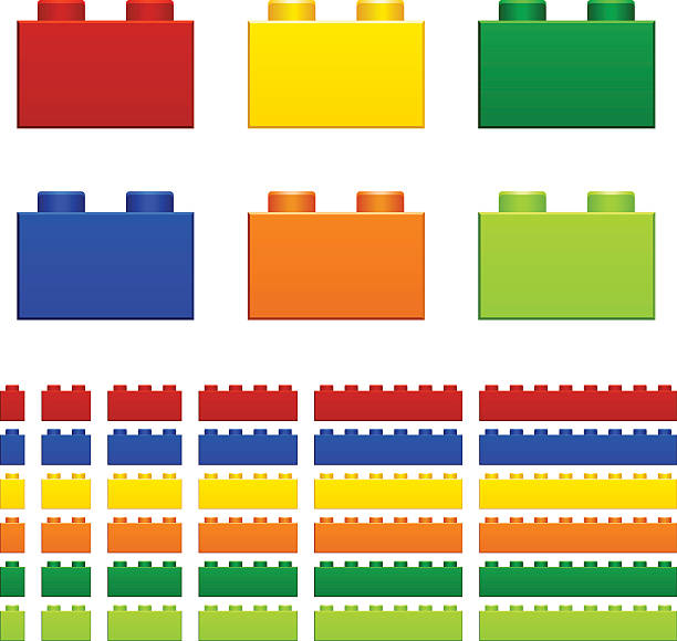 children plastic bricks toy children plastic bricks toy - illustration for the web toy block stock illustrations
