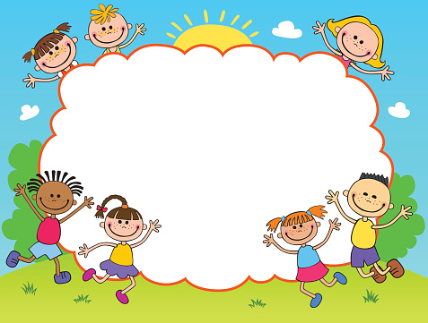 children play clouds design over sky background vector illustration cartoon