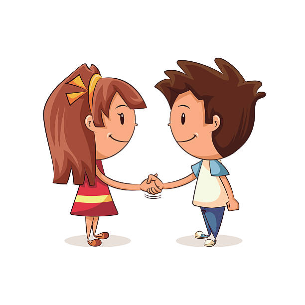 85 Cartoon Of Boy Girl Shaking Hands Illustrations Clip Art Istock