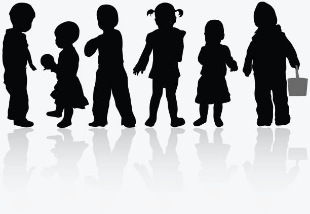 Children silhouettes http://smdesign.eu/s/p.jpg toddler stock illustrations