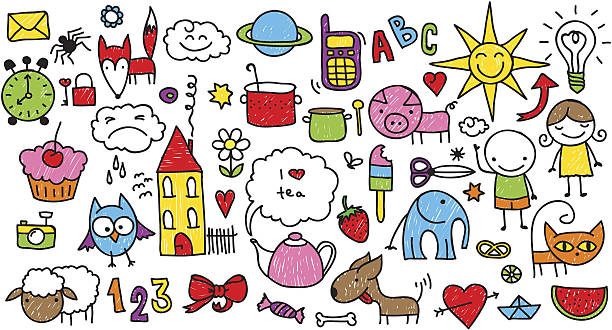 ilustraciones, imágenes clip art, dibujos animados e iconos de stock de children's garabato - candy canes