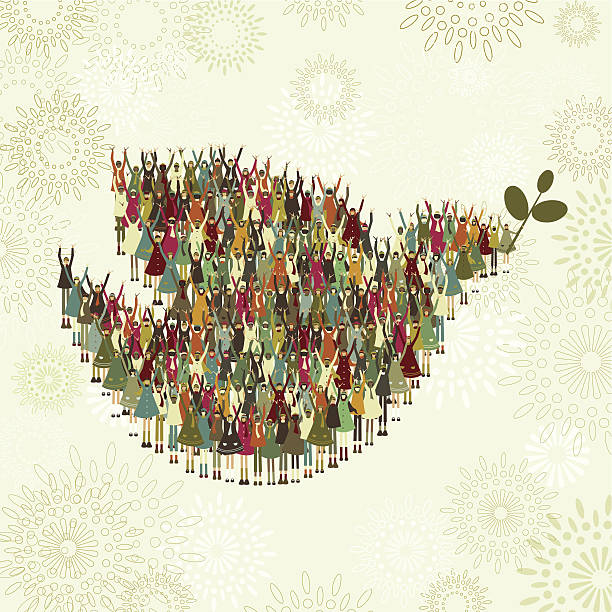 Children's dove of peace vector art illustration