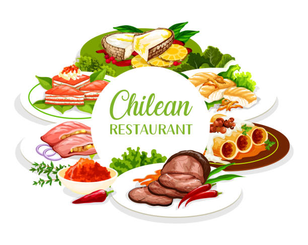 チリ料理レストランメニューカバー - とうもろこし チリ共和国点のイラスト素材／クリップアート素材／マンガ素材／アイコン素材