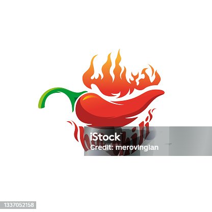 istock Chili pepper logo designs concept. Flaming chile pepper and lettering 1337052158