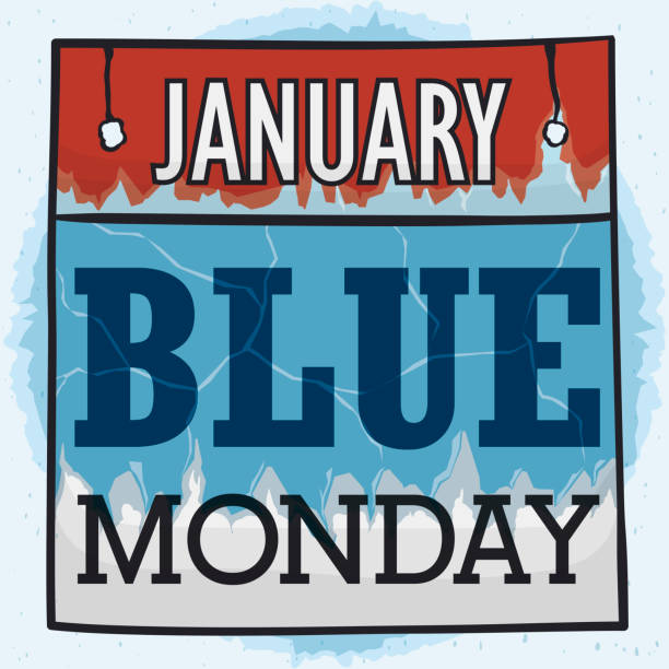 охлажденный loose-лист календарь на голубой понедельник - blue monday stock illustrations