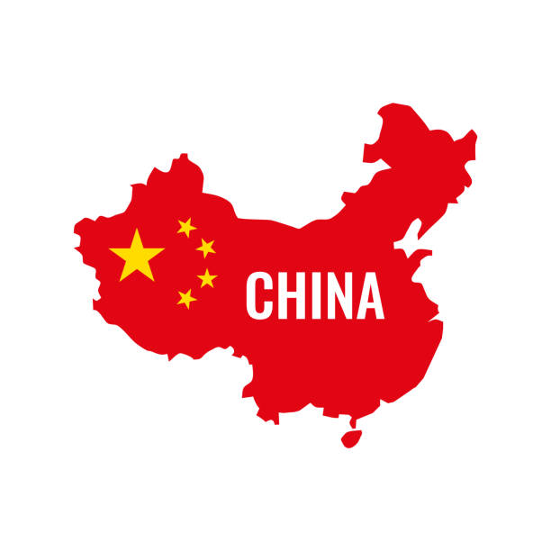 중국 지도입니다. 중국 국기입니다. 벡터 일러스트입니다. - china stock illustrations