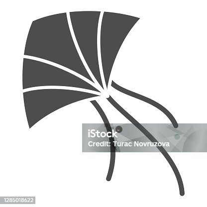 istock Chinese kite solid icon, chinese mid autumn festival concept, paper children toy sign on white background, kite with ropes from china icon in glyph style for web design. Vector graphics. 1285018622