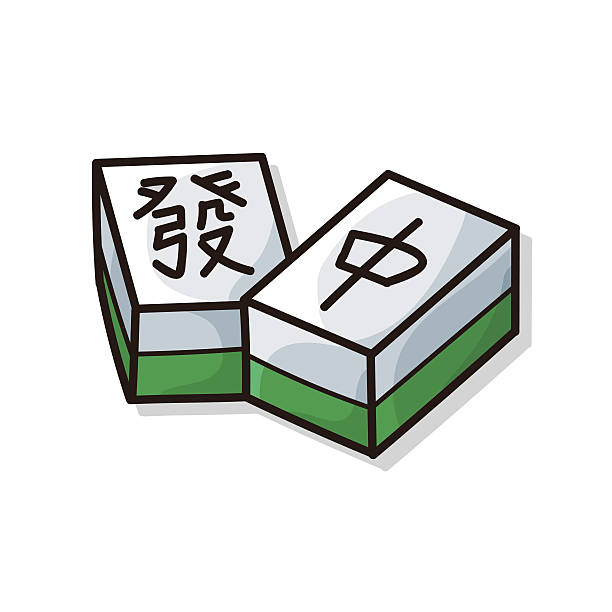 китайский маджонг doodle - mahjong drawing stock illustrations.