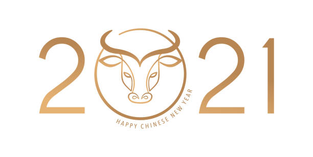 ilustraciones, imágenes clip art, dibujos animados e iconos de stock de año nuevo chino 2021 año del buey, vaca roja, símbolo del zodiaco chino. fondo vectorial con decoraciones orientales tradicionales - lunar new year