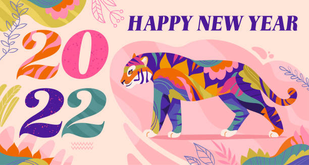 ilustraciones, imágenes clip art, dibujos animados e iconos de stock de diseño de año nuevo chino 2022 - lunar new year