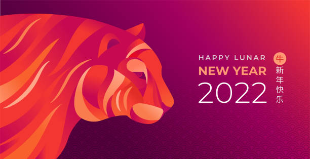 chinese new year 2022 year of the tiger - chinese zodiac symbol, lunar new year concept, modern background design - chinese new year stock illustrations
