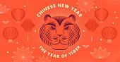 Chinese new year 2022 year of the tiger - Chinese zodiac symbol. Vector illustration