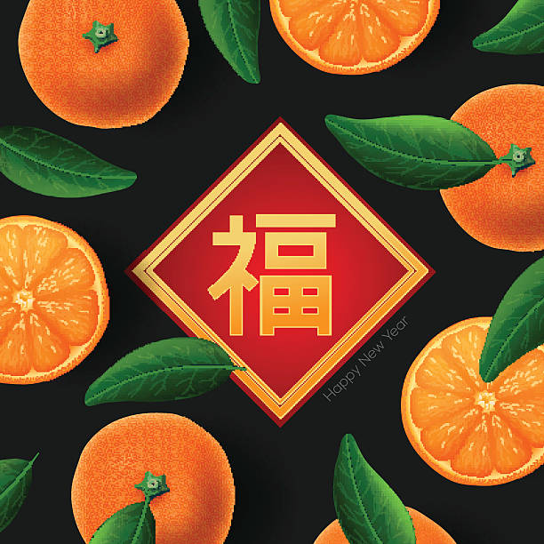 Chinese New Year card, with orange mandarines Chinese New Year card, with orange mandarines background, vector illustration. happy new year card 2016 stock illustrations