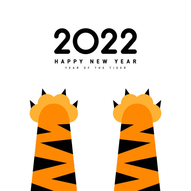 Chinese New Year tiger paw poster vector art illustration