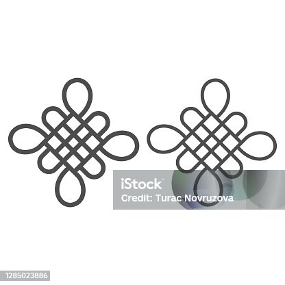 istock Chinese pattern line and solid icon, chinese mid autumn festival concept, asia weave sign on white background, ornament from china icon in outline style for web design. Vector graphics. 1285023886