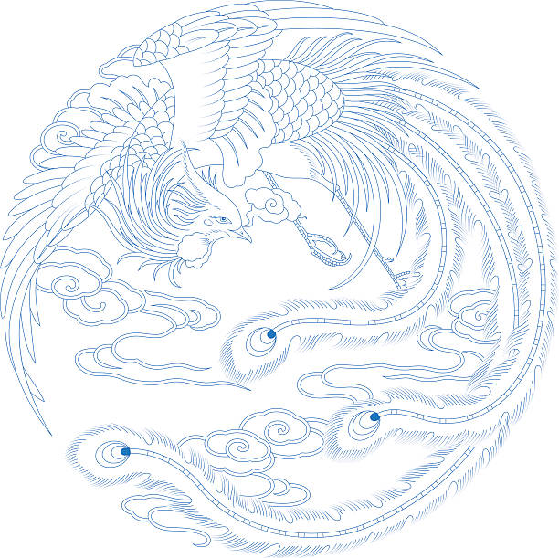 китайский традиционный рисунок (phoenix - new year stock illustrations