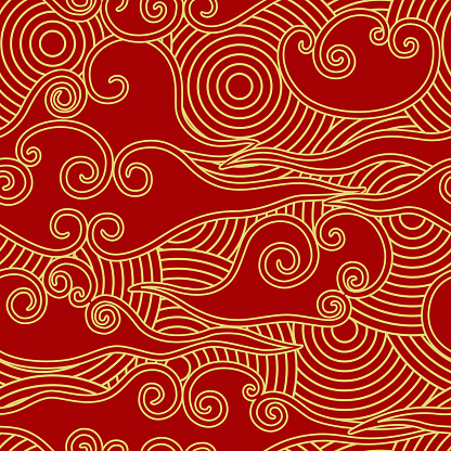 Chinese traditional style clouds and circles seamless pattern.