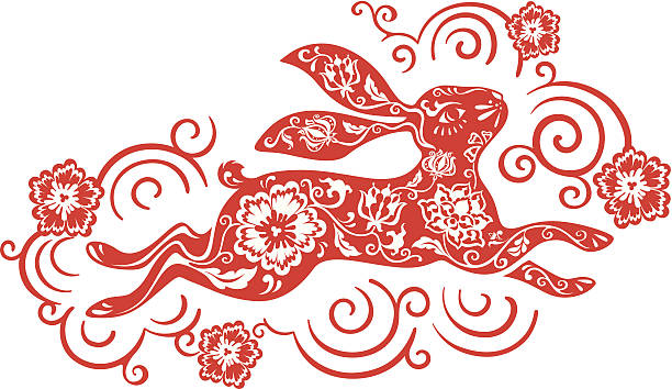 Chinese year of the rabbit 2011 (red) vector art illustration