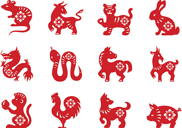 stockillustraties, clipart, cartoons en iconen met chinese zodiac - jaar van de hond