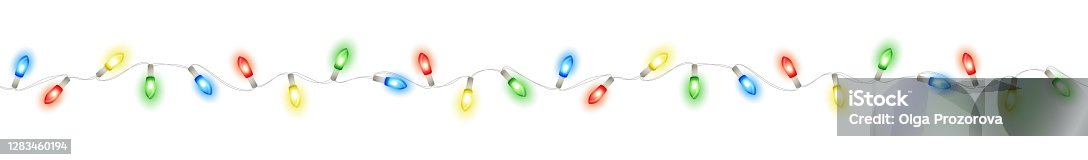 istock Chirstmas lights, seamless vector decoration. Colorful holiday garland. 1283460194