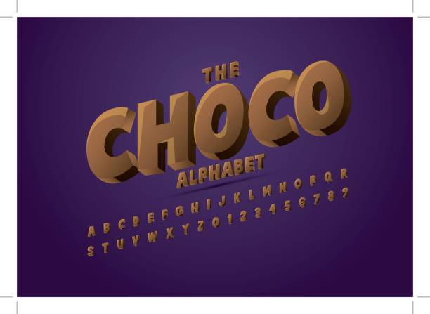 stockillustraties, clipart, cartoons en iconen met chocolade alfabet - chocoladeletter