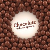 Background of many dark chocolate sweet balls with place for your content