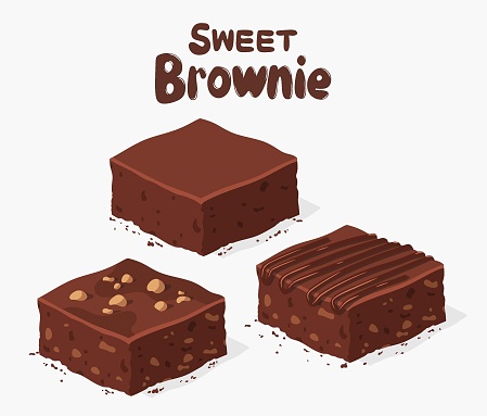 chocolate brownies isolated on white background.vector illustration